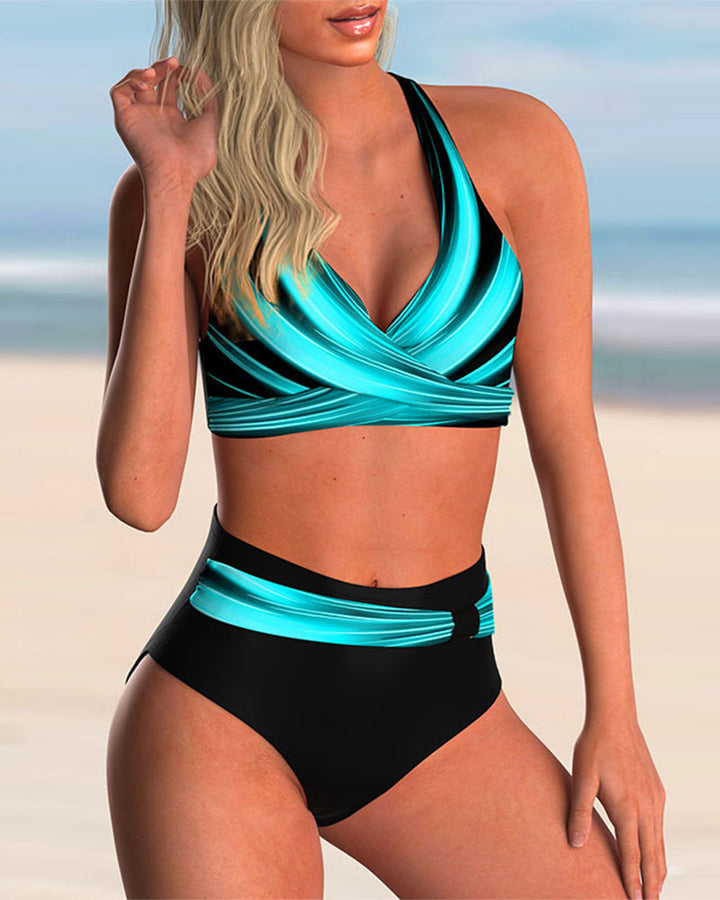 Liliana - Ensemble Bikini à Décolleté Croisé et Imprimé