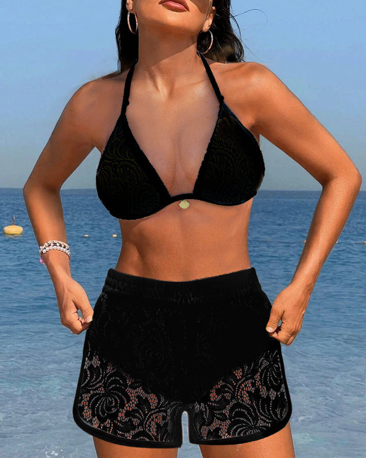 Laluna® | Élégant Ensemble Bikini en Dentelle Uni