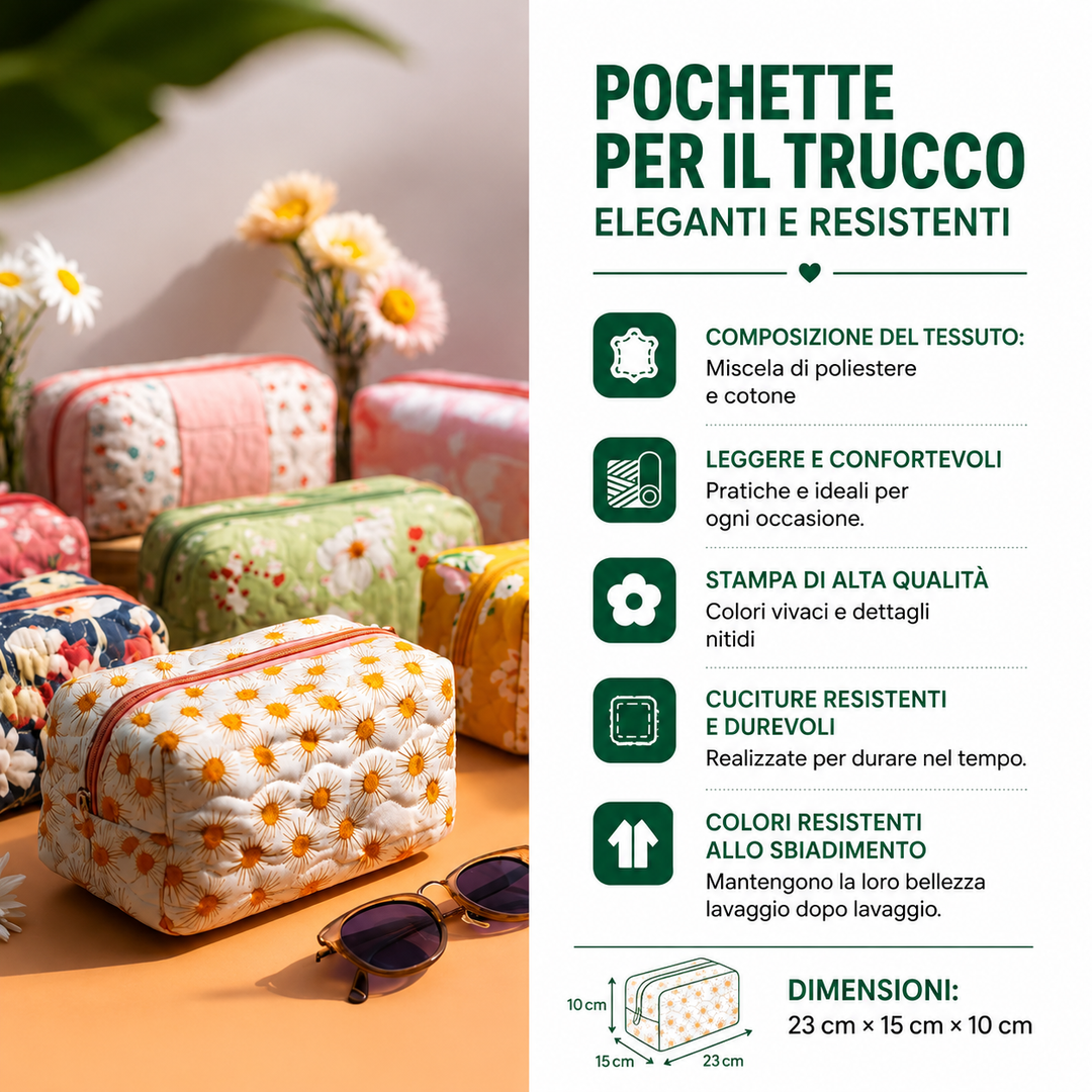 Elsbeth - Gewatteerde toilettas Gekleurde Bies